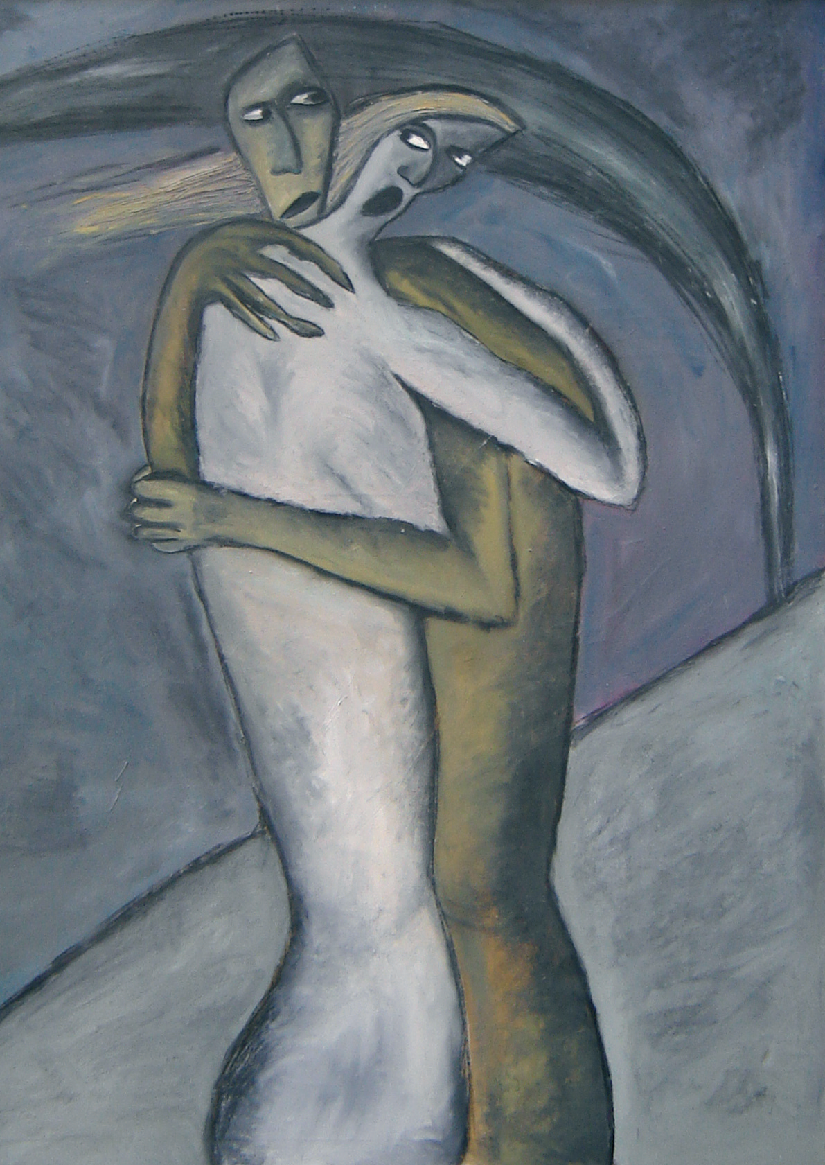 Armando Gioia, Abbraccio, 1986, olio su tela, 130 x 175 cm